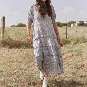 ISO THE GREAT. Floral Midi Puff-Sleeve The Yonder Dress in size 1 or 2